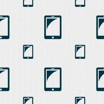 Tablet sign icon. smartphone button. Seamless pattern with geometric texture. Stock Illustration