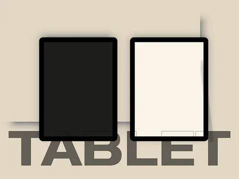 Tablet Simple Design, Tablet Device Mockup in Minimalistic Design Stock Illustration