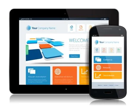 Tablet Smart Phone Responsive Design Vector Stock Illustration