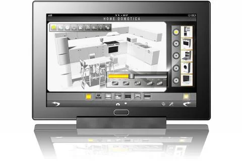Tablet Smartphone Domotic kitchen - 3D illustration 스톡 일러스트