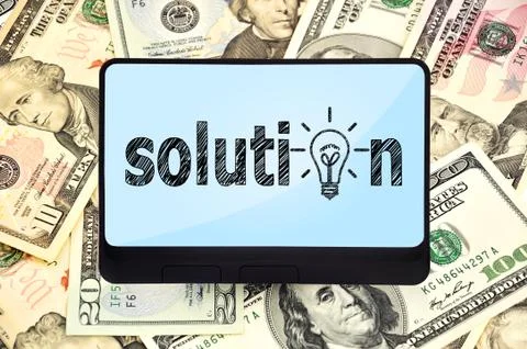 Tablet with solution symbol Stock Photos