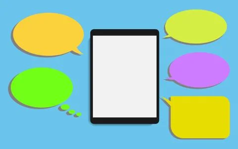 Tablet with speech bubble flat design modern vector illustration concept. Stock Illustration