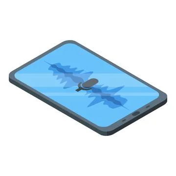 Tablet speech recognition icon, isometric style Illustrazione stock