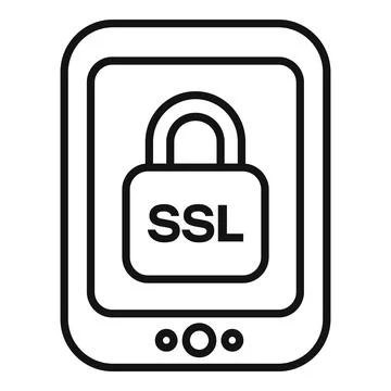 Tablet SSL certificate icon outline vector. Secure website Ilustración de archivo
