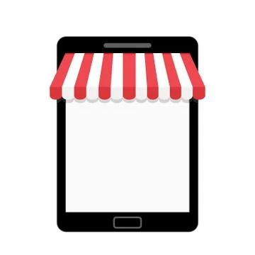 Tablet with striped awning. Template for web shop Stock Illustration