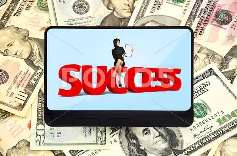 Tablet with success symbol Stock Photos