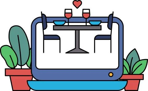 A tablet with a table and chairs on it Stock Illustration