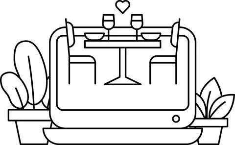 A tablet with a table and chairs on it Illustrazione stock
