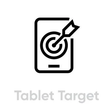 Tablet Target icon. Editable line vector. Illustration