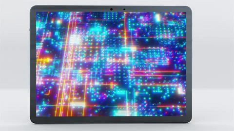Tablet with technology screen Illustrazione stock