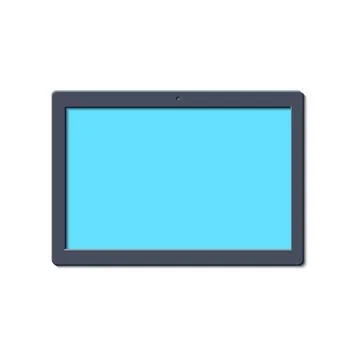 Tablet template in trandy paper cut style. Electronic device whith blue screen Stock Illustration