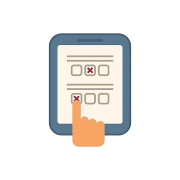 Tablet test icon flat vector. Answer exam Stock Illustration