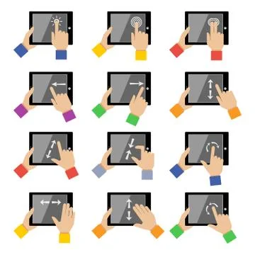 Tablet touch gestures Stock Illustration