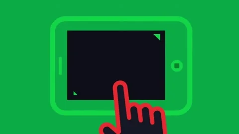 Tablet touch screen animation with hand gesture on green screen background video Stock Footage 331643399