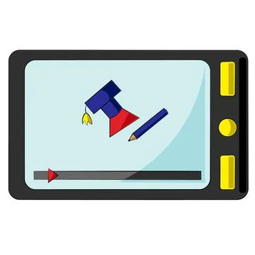 Tablet with a training video in color Stock Illustration