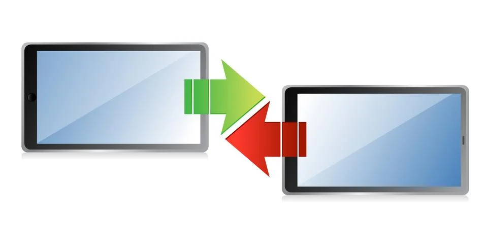 Tablet transferring information concept illustration design over white Ilustração Stock