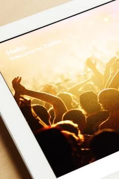 Tablet with Twitter welcome screen Stock Photos