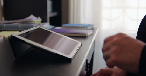 Tablet typing close up slowmotion 4k Video stock 64235821