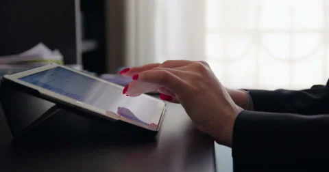 Tablet typing close up slowmotion 4k Stock Footage 64236525