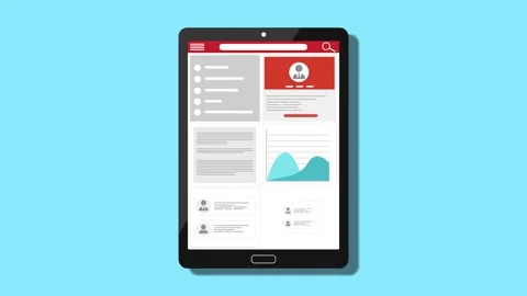 Tablet ui dashboard mockup animated, Tablet mockup UI layout showing profil.. Stock Footage 334762424