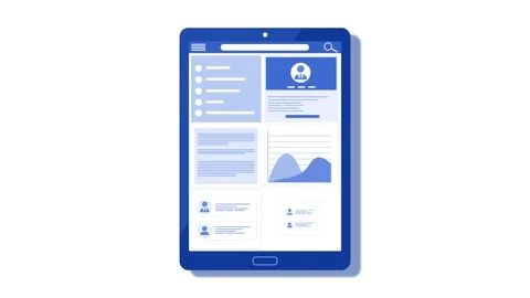 Tablet ui dashboard mockup animated, Tablet mockup UI layout showing profil.. Stock Footage 334762435