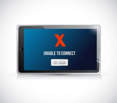 Tablet unable to connect message sign concept Stock Illustration