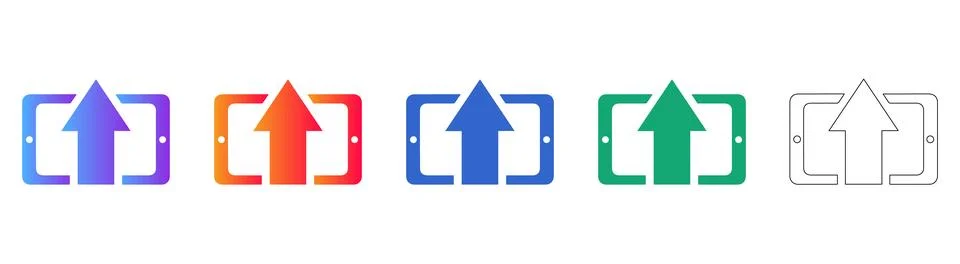 Tablet Upload Interface Icons Set Stockillustratie