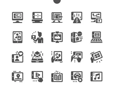Tablet Usage. Data storage. Navigation and communication. Stock Illustration