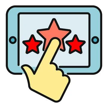 Tablet user leaving five star rating feedback Stock-Illustration