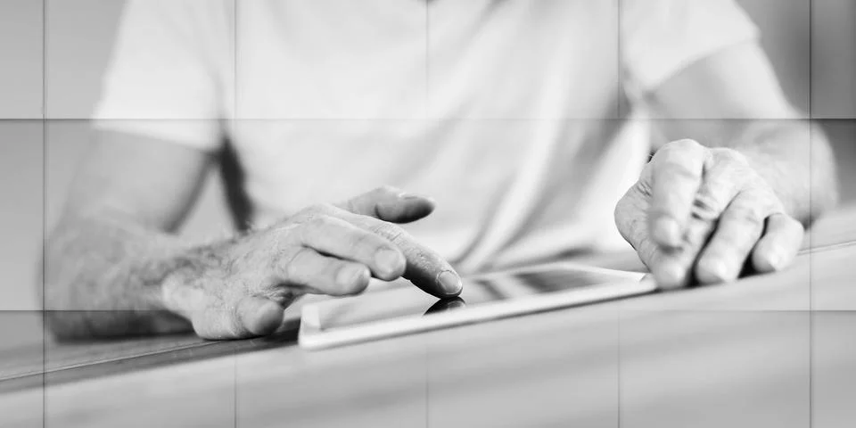 Tablet using, geometric pattern Stock-Fotos