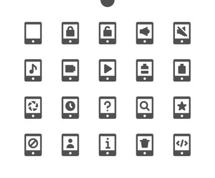 Tablet v1 UI Pixel Perfect Well-crafted Vector Solid Icons Stock Illustration