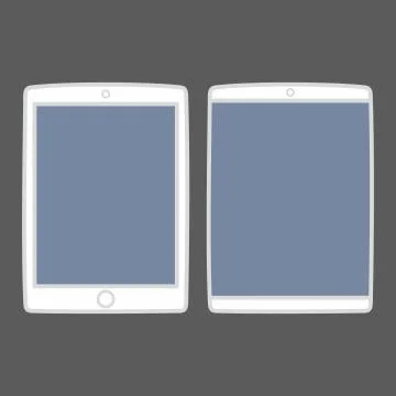 Tablet vector icon set isolated on black Stock Illustration