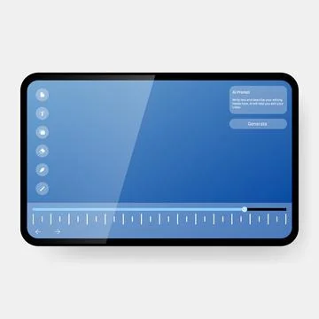 Tablet Video Editing Interface Template with AI Prompt Feature Stock Illustration