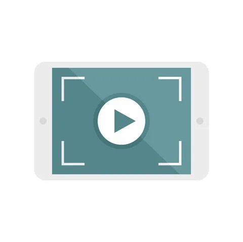 Tablet video recording icon flat isolated vector 库存插图