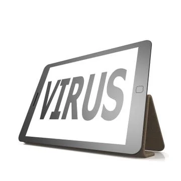 Tablet with virus word Stock Illustration