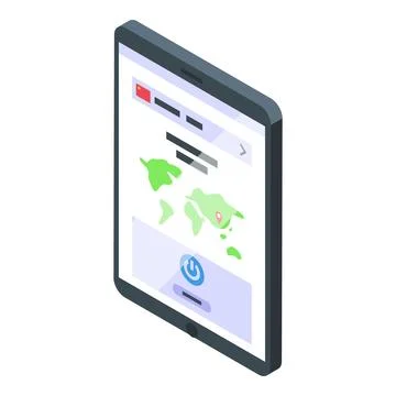 Tablet vpn icon isometric vector. Server network Illustrazione stock
