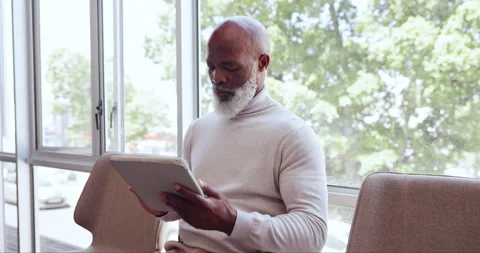 Tablet, waiting and interview with a sen... | Stock Video | Pond5