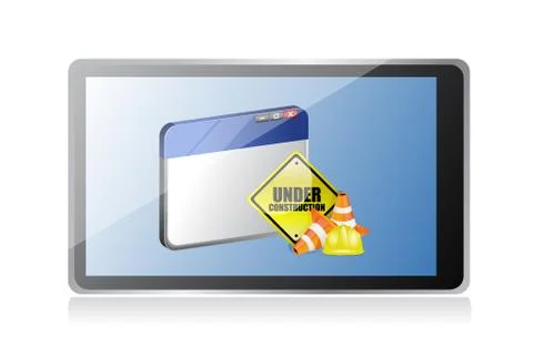 Tablet website under construction sign Stock Illustration
