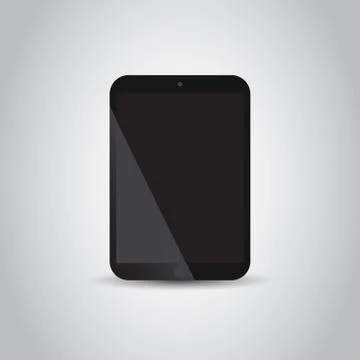 Tablet with white screen flat icon. Computer vector illustration on grey back Stock Illustration