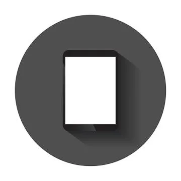 Tablet with white screen flat icon. Computer realistic vector illustration wi Stock Illustration