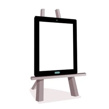 Tablet on the wooden easel Stock Illustration