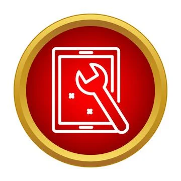 Tablet wrench icon representing digital device repair and technical support Illustrazione stock
