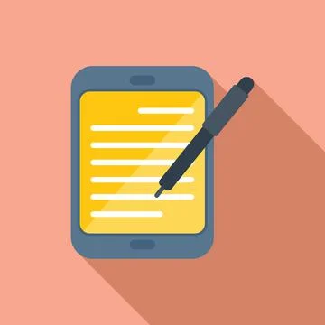 Tablet writing icon flat vector. Write message Illustrazione stock