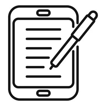 Tablet writing icon outline . Write message Stock Illustration