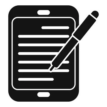Tablet writing icon simple . Write message 스톡 일러스트