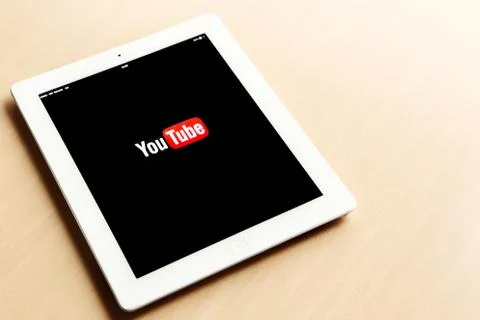 Tablet with YouTube logo Stock Photos