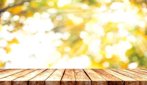 Tabletop with blurred nature Stock Photos