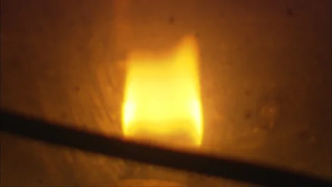 Tabletop close up of 19th century lantern, oil lamp flame - dirty glass Stock Footage 91364708