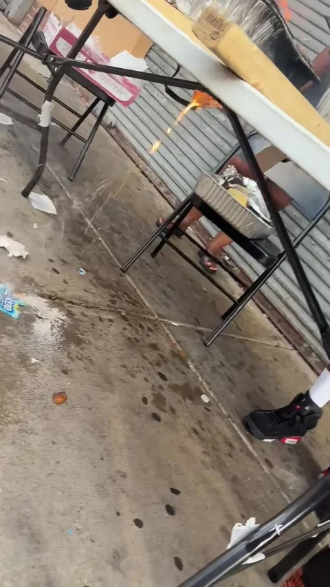 Tabletop Grilling Setup Gone Very Wrong, Capital Heights, Maryland, USA - 05 Jul Stock Footage 340855370