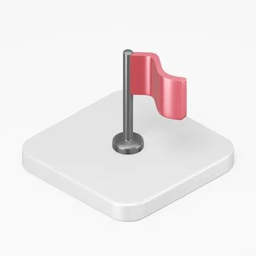Tabletop red flag icon. 3d rendering square button key isometric view, interf Illustrazione stock